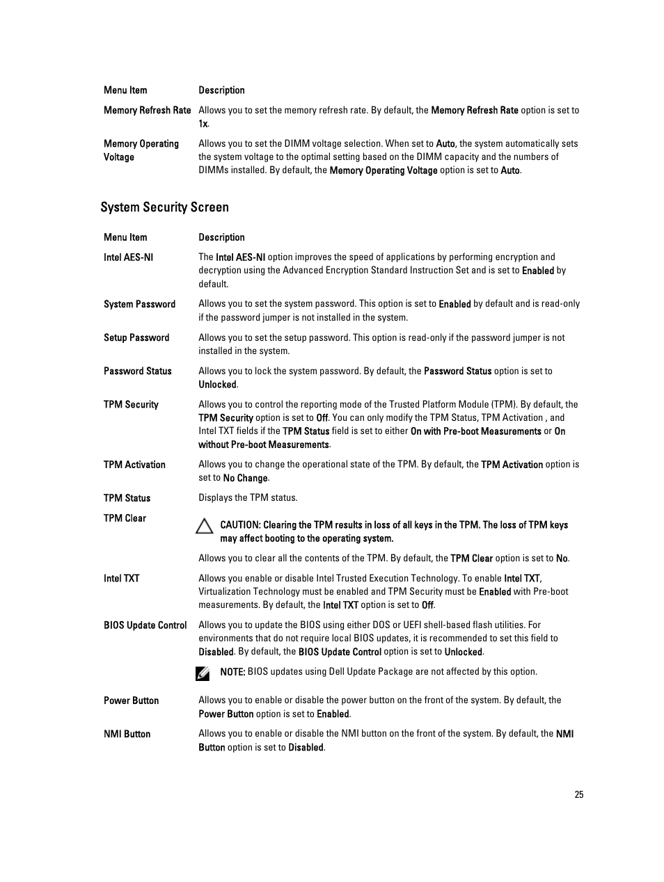 System security screen | Dell Powervault NX400 User Manual | Page 25 / 123