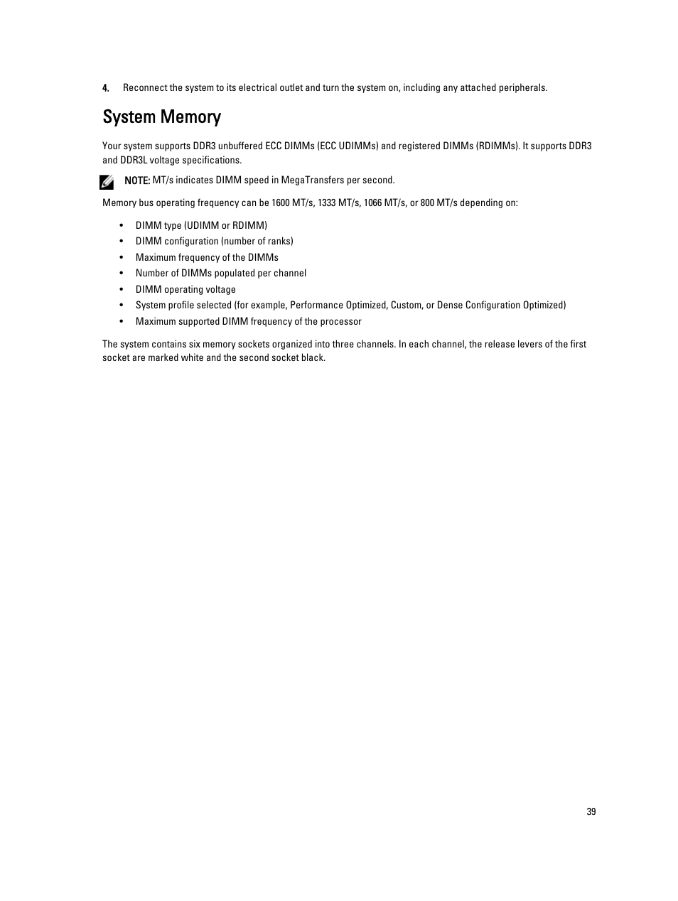 System memory | Dell Powervault NX400 User Manual | Page 39 / 123