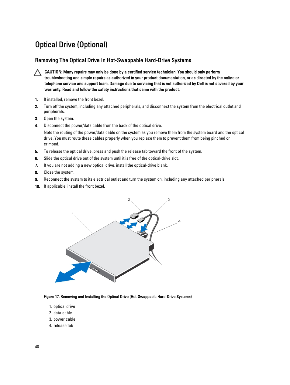 Optical drive (optional) | Dell Powervault NX400 User Manual | Page 48 / 123