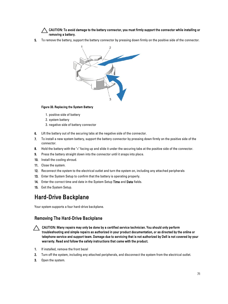 Hard-drive backplane, Removing the hard-drive backplane | Dell Powervault NX400 User Manual | Page 71 / 123