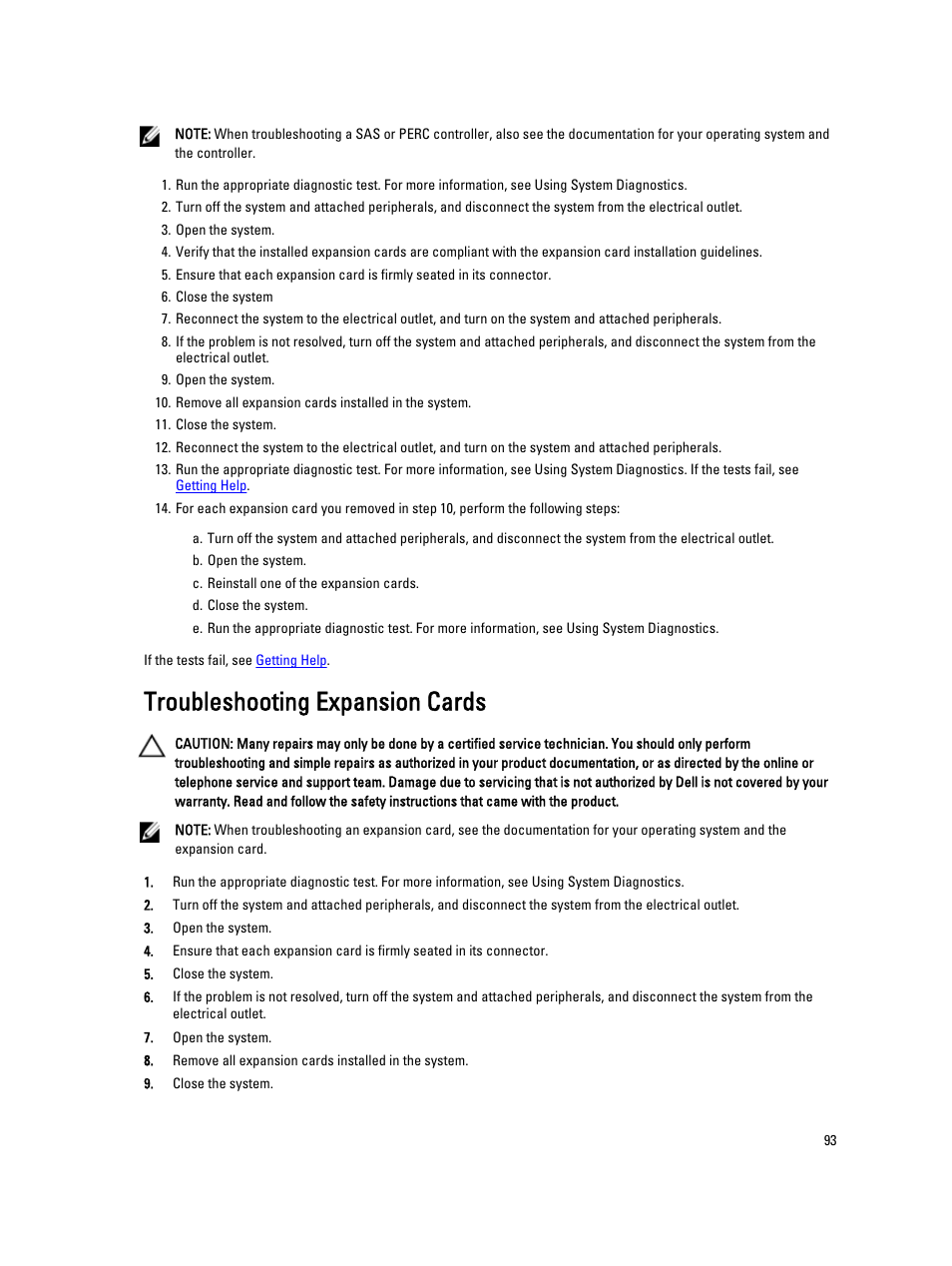Troubleshooting expansion cards | Dell Powervault NX400 User Manual | Page 93 / 123