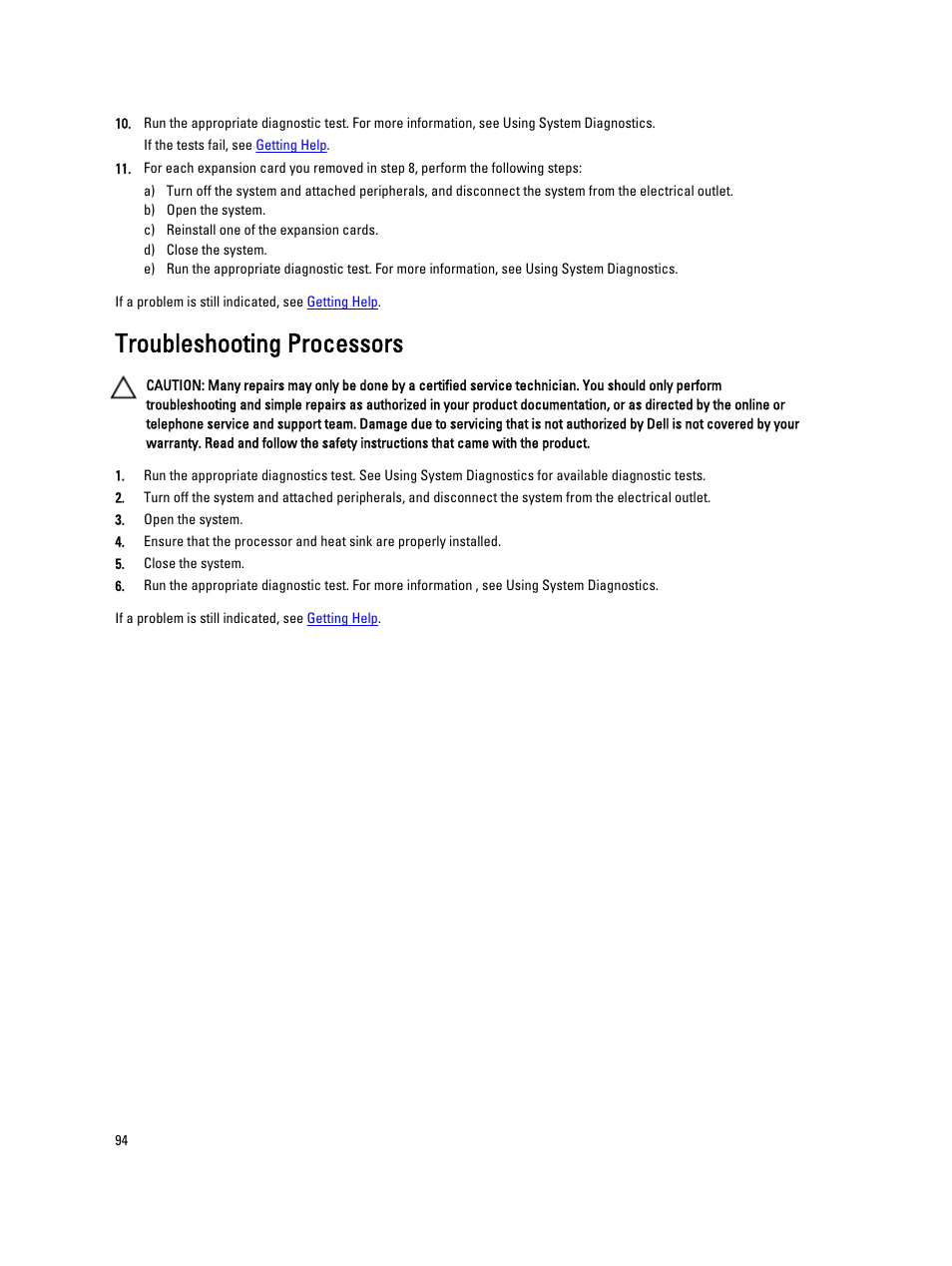 Troubleshooting processors | Dell Powervault NX400 User Manual | Page 94 / 123