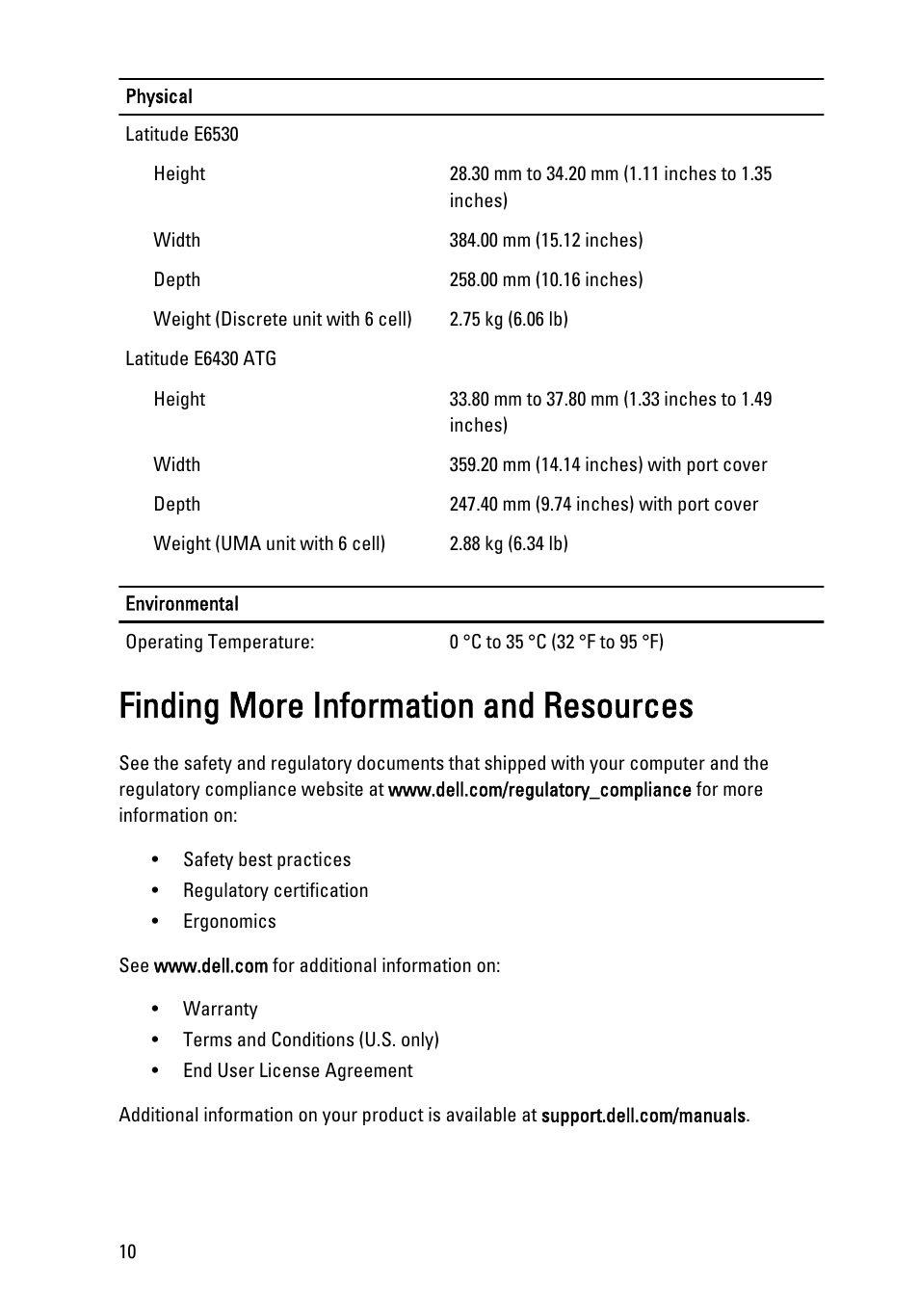 Finding more information and resources | Dell Latitude E6430 (Mid 2012) User Manual | Page 10 / 11