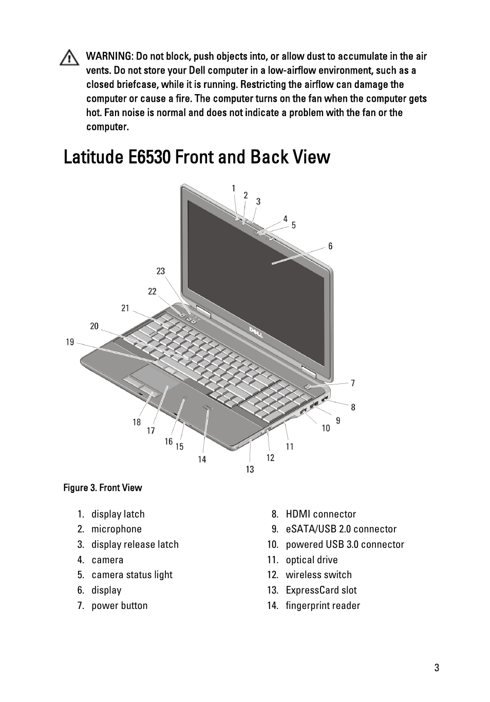 Latitude e6530 front and back view | Dell Latitude E6430 (Mid 2012) User Manual | Page 3 / 11