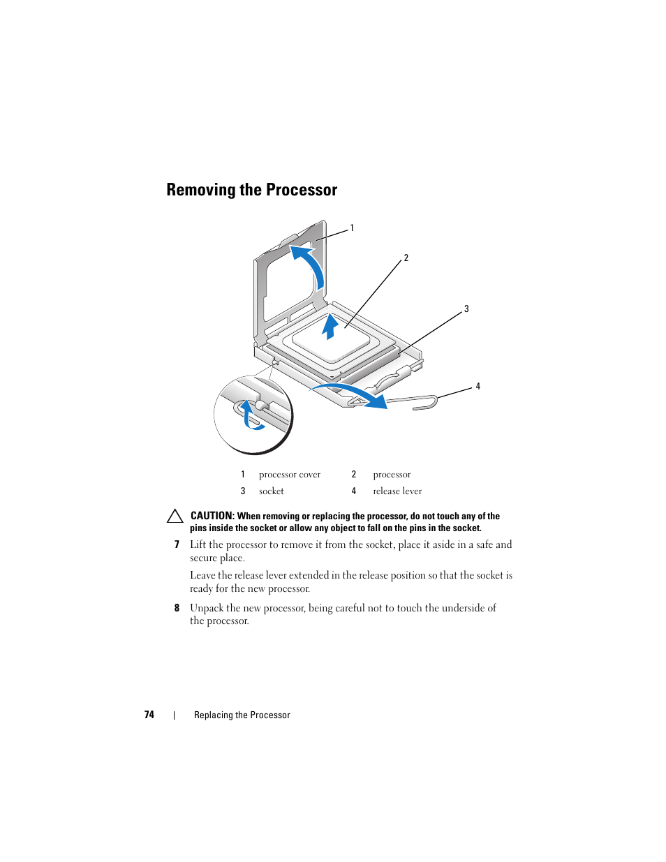 Removing the processor | Dell XPS 730 (Late 2008) User Manual | Page 76 / 110