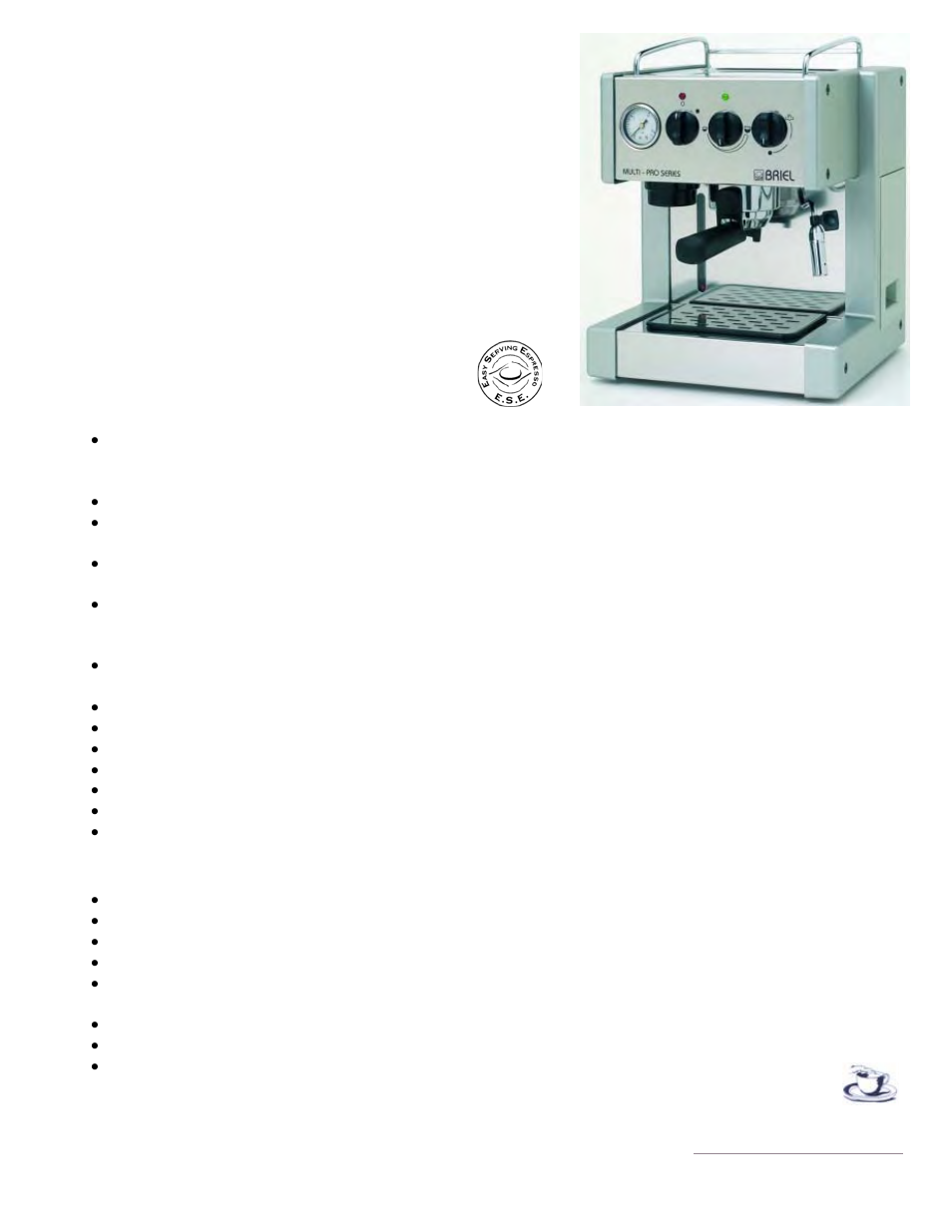 Briel MultiPro One Group Thermo Block ES200APG-TB User Manual | 1 page