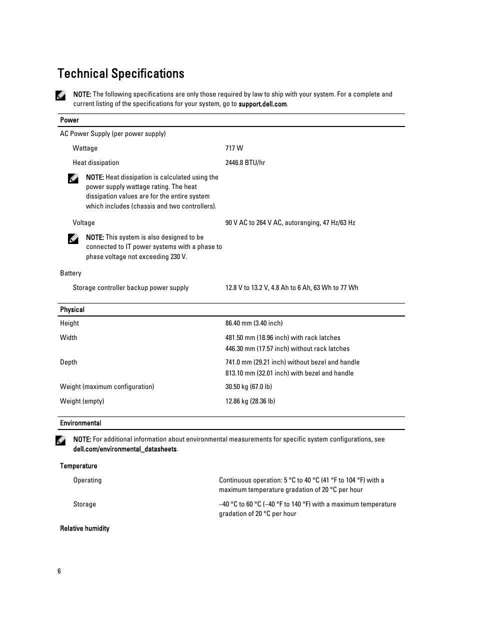 Technical specifications | Dell PowerVault NX3600 User Manual | Page 6 / 7