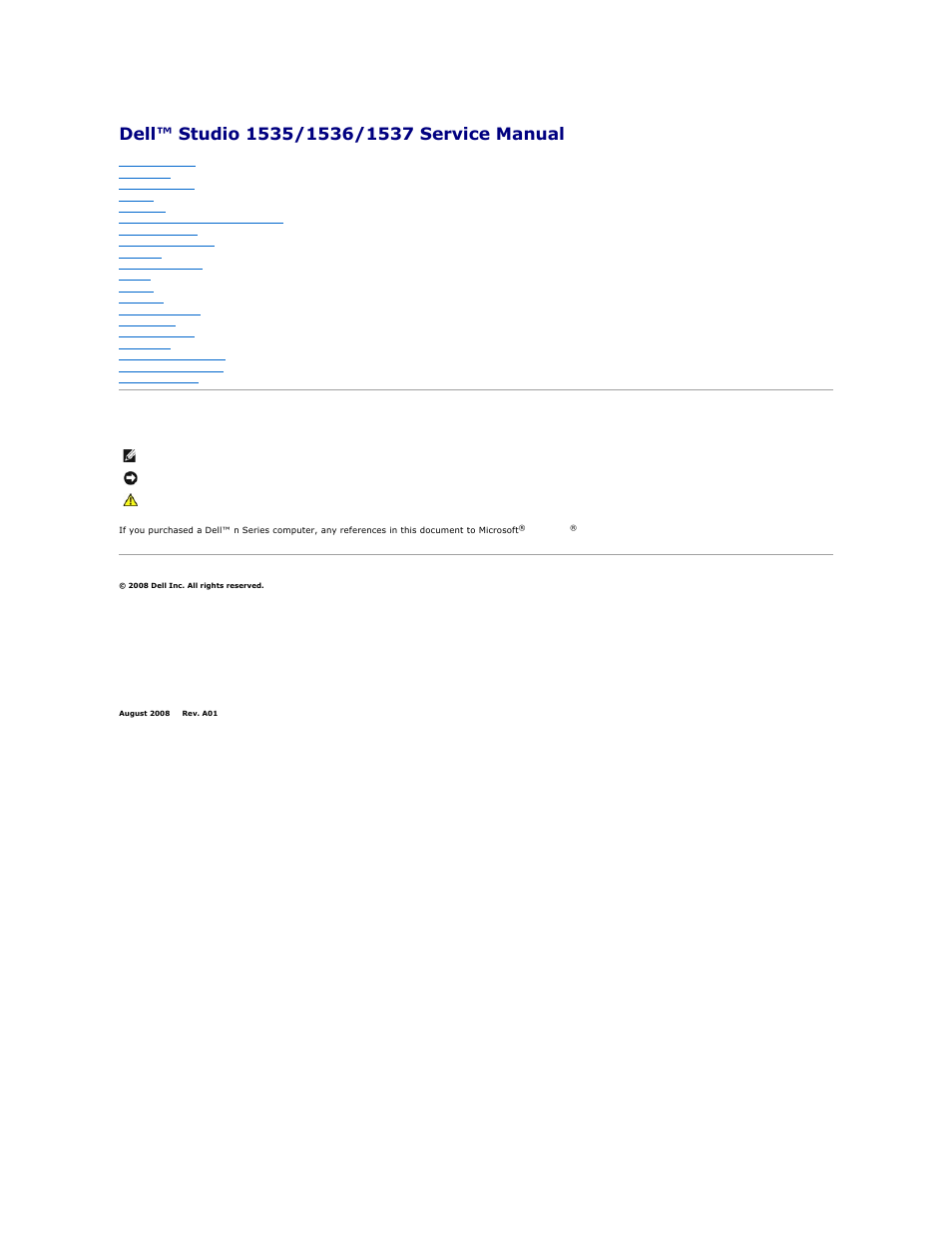 Dell Studio 1537 (Late 2008) User Manual | 42 pages