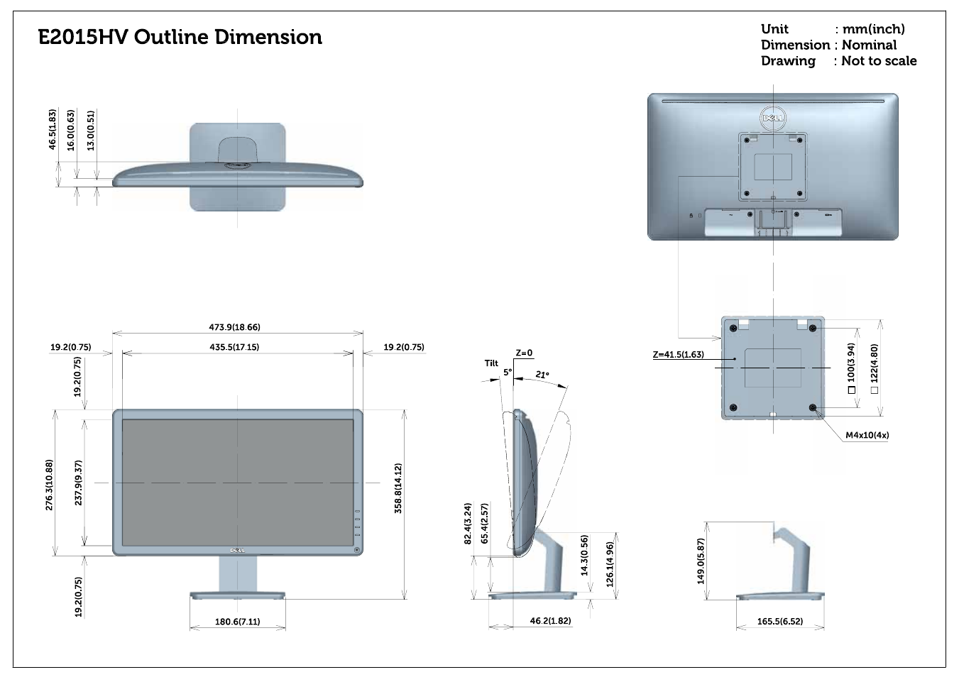Dell E2015Hv Monitor User Manual | 3 pages