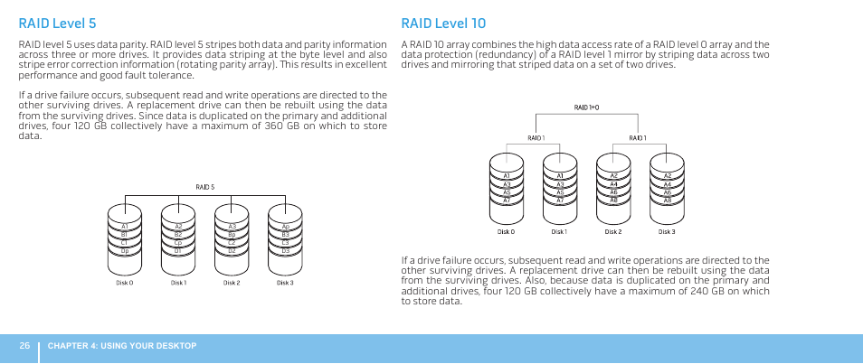 Raid level 5, Raid level 10 | Dell Alienware Aurora (Late 2009) User Manual | Page 26 / 68