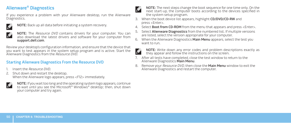 Alienware, Diagnostics | Dell Alienware Aurora (Late 2009) User Manual | Page 50 / 68