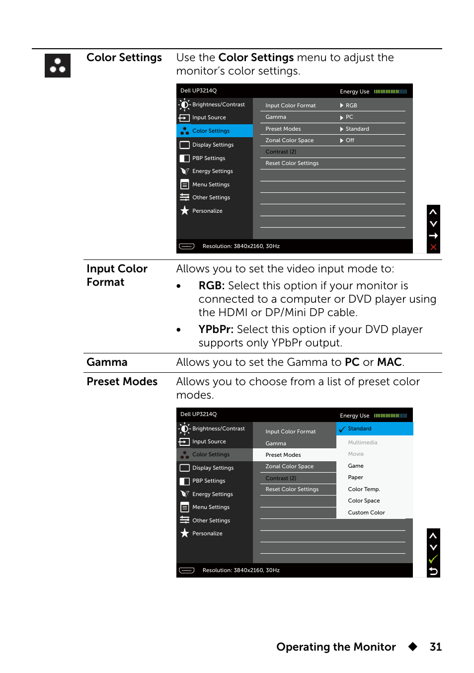 Dell UP3214Q Monitor User Manual | Page 31 / 75