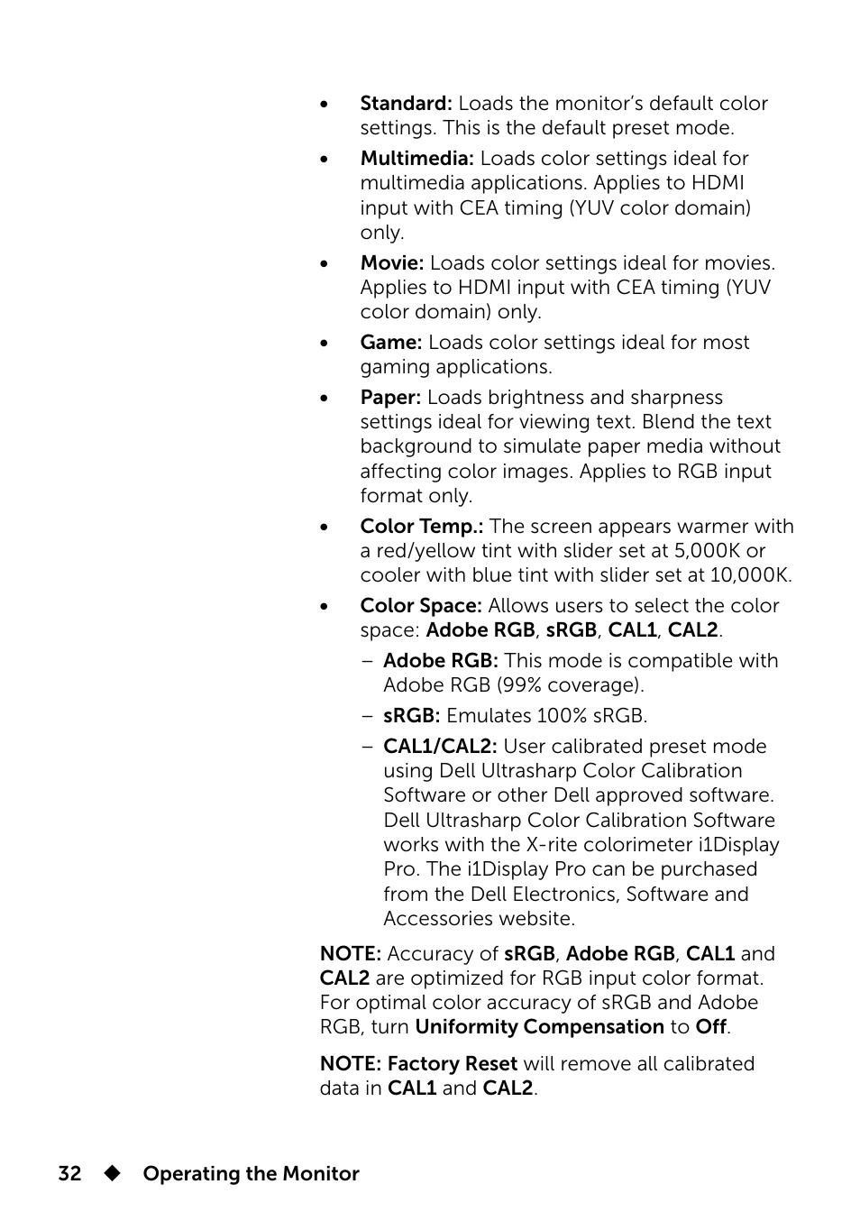 Dell UP3214Q Monitor User Manual | Page 32 / 75