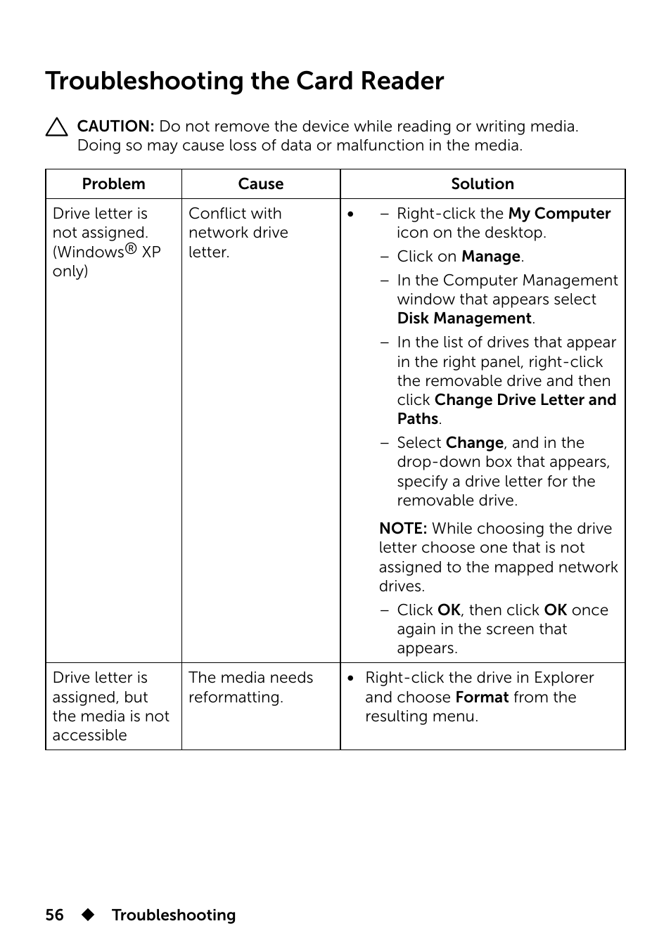 Troubleshooting the card reader | Dell UP3214Q Monitor User Manual | Page 56 / 75