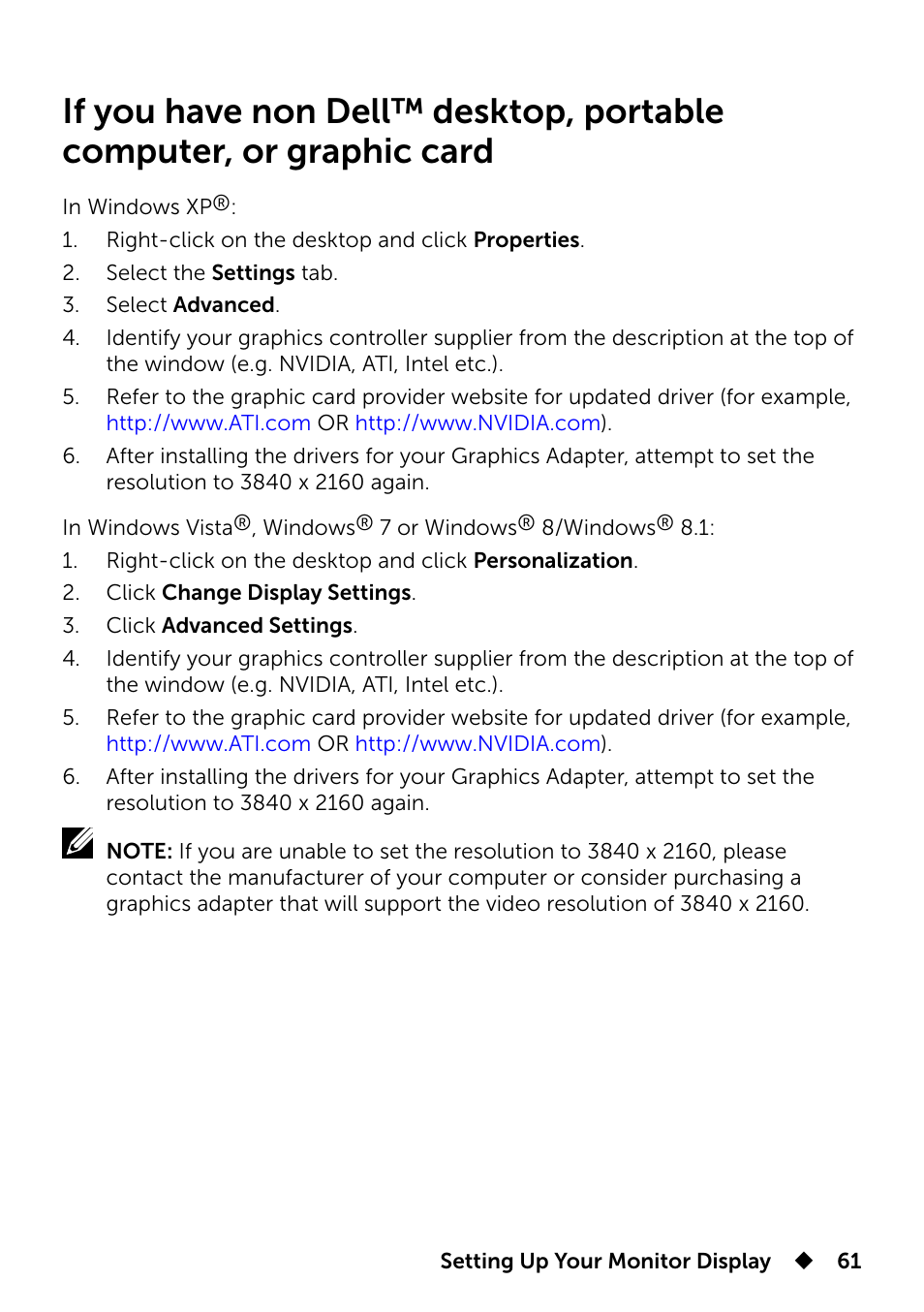 Dell UP3214Q Monitor User Manual | Page 61 / 75