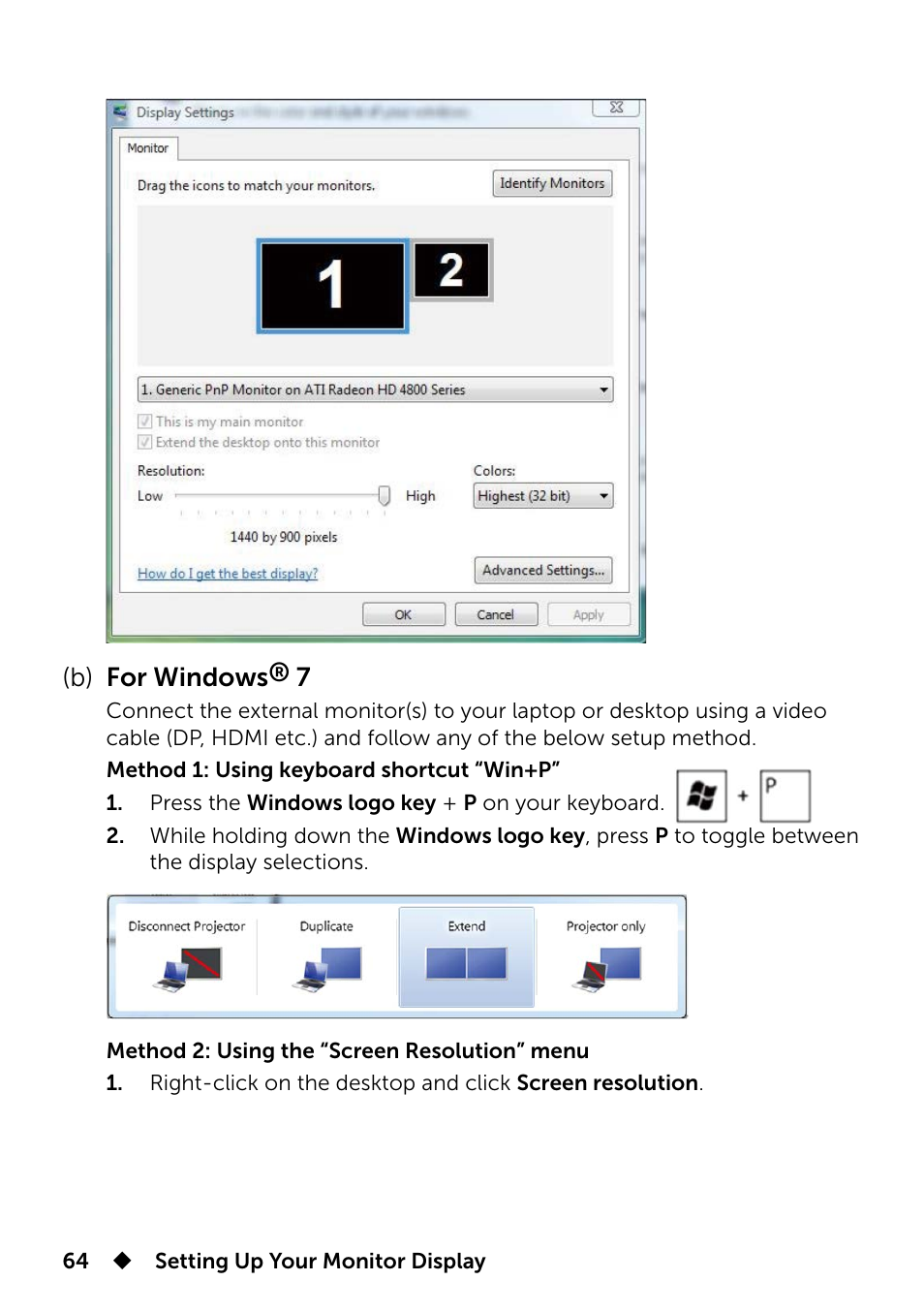 B) for windows® 7 | Dell UP3214Q Monitor User Manual | Page 64 / 75