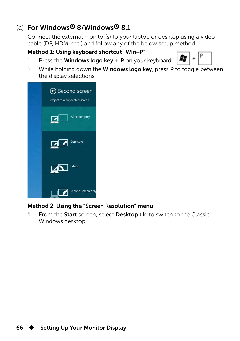 C) for windows® 8/windows® 8.1 | Dell UP3214Q Monitor User Manual | Page 66 / 75