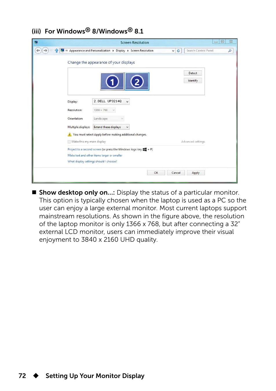 Dell UP3214Q Monitor User Manual | Page 72 / 75