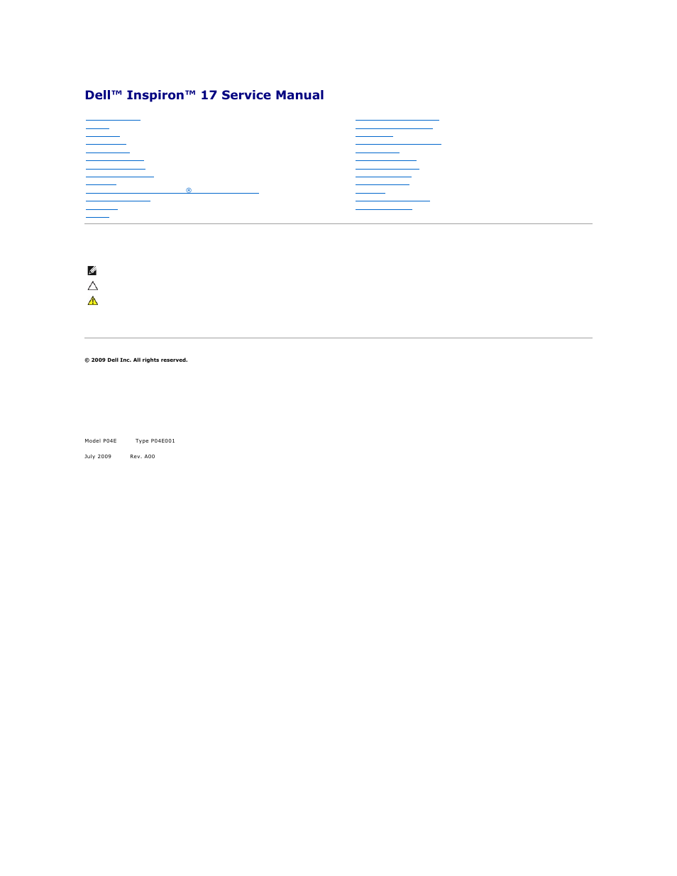 Dell Inspiron 1750 (Mid 2009) User Manual | 56 pages