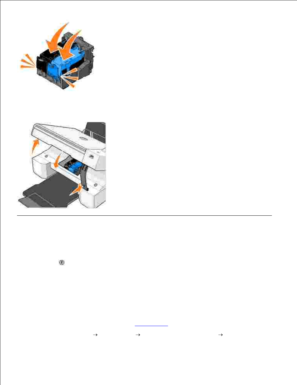 Aligning ink cartridges | Dell 924 All-in-One Photo Printer User Manual | Page 42 / 65