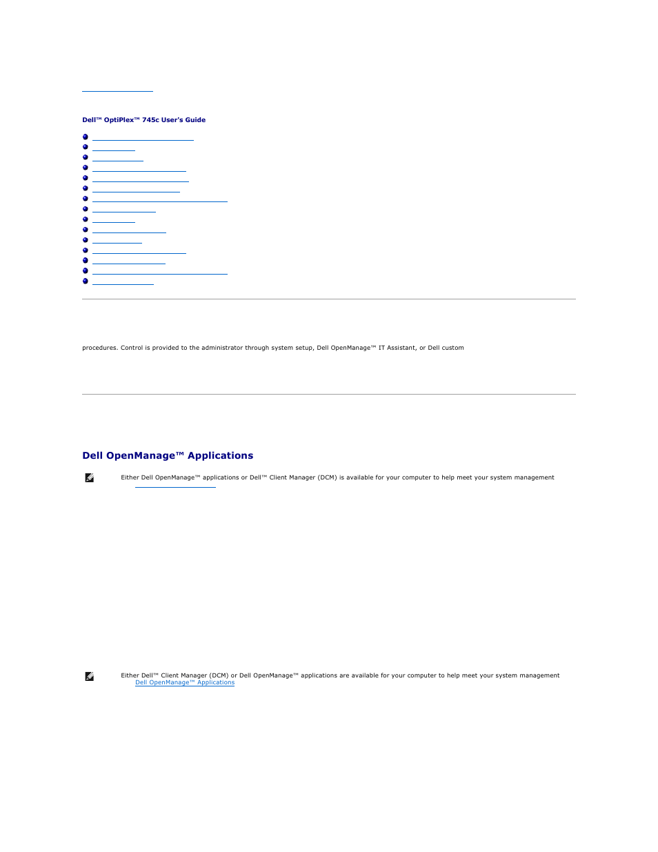 Advanced features, Legacyselect technology control, Manageability | Dell openmanage™ applications, Dell client manager (dcm) | Dell OptiPlex 745c (Early 2007) User Manual | Page 2 / 120
