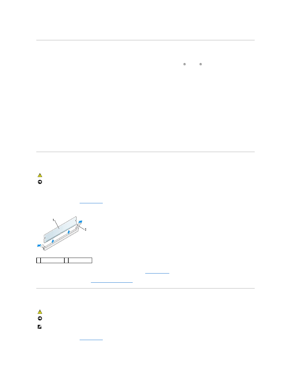 Removing memory, Installing memory | Dell OptiPlex 745c (Early 2007) User Manual | Page 49 / 120