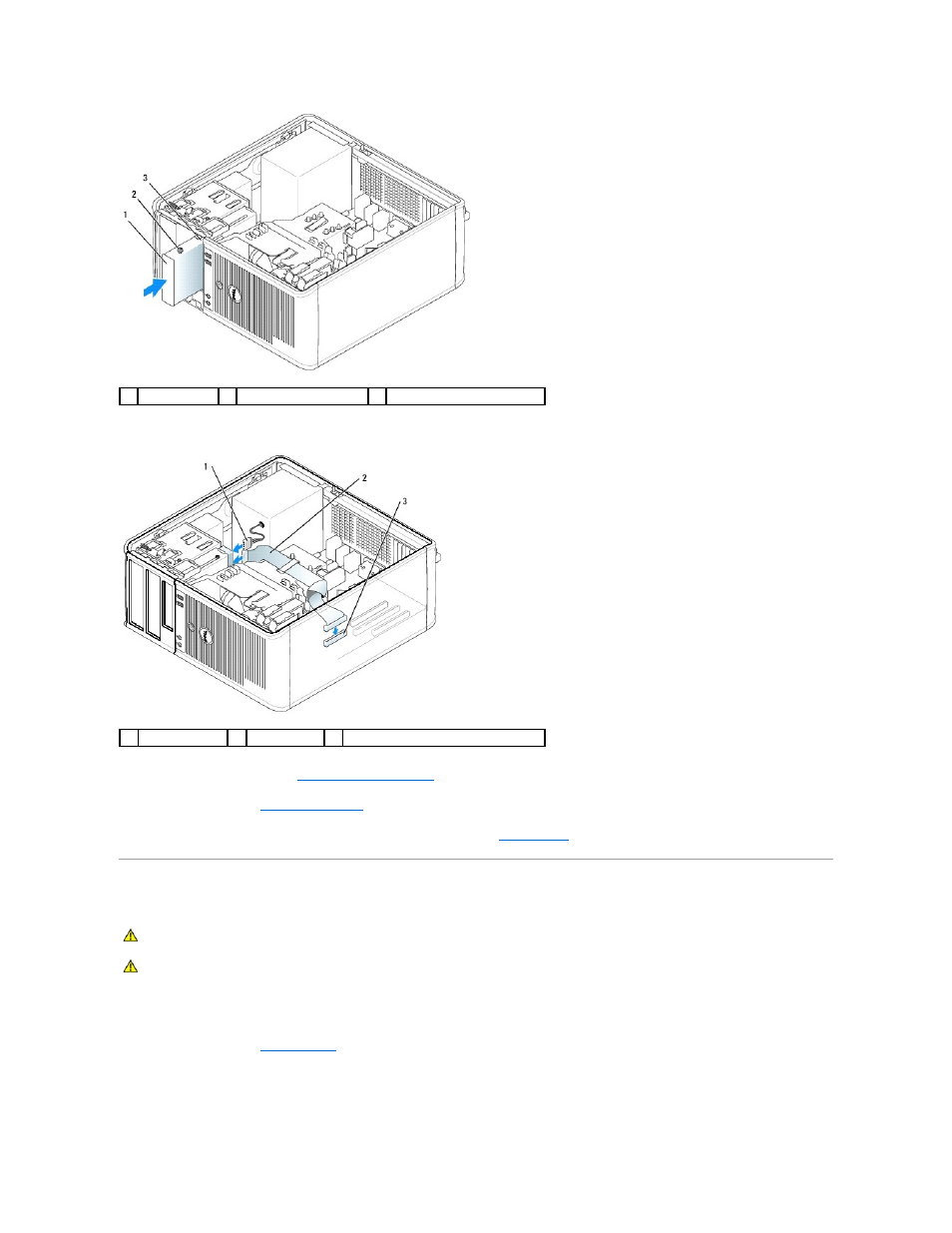 Optical drive, Removing an optical drive | Dell OptiPlex 745c (Early 2007) User Manual | Page 68 / 120