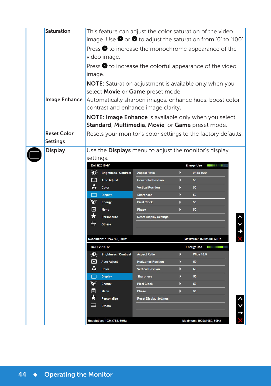 Dell E2015Hv Monitor User Manual | Page 44 / 82