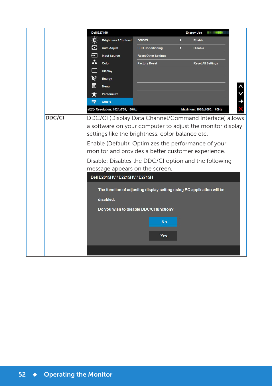 Dell E2015Hv Monitor User Manual | Page 52 / 82