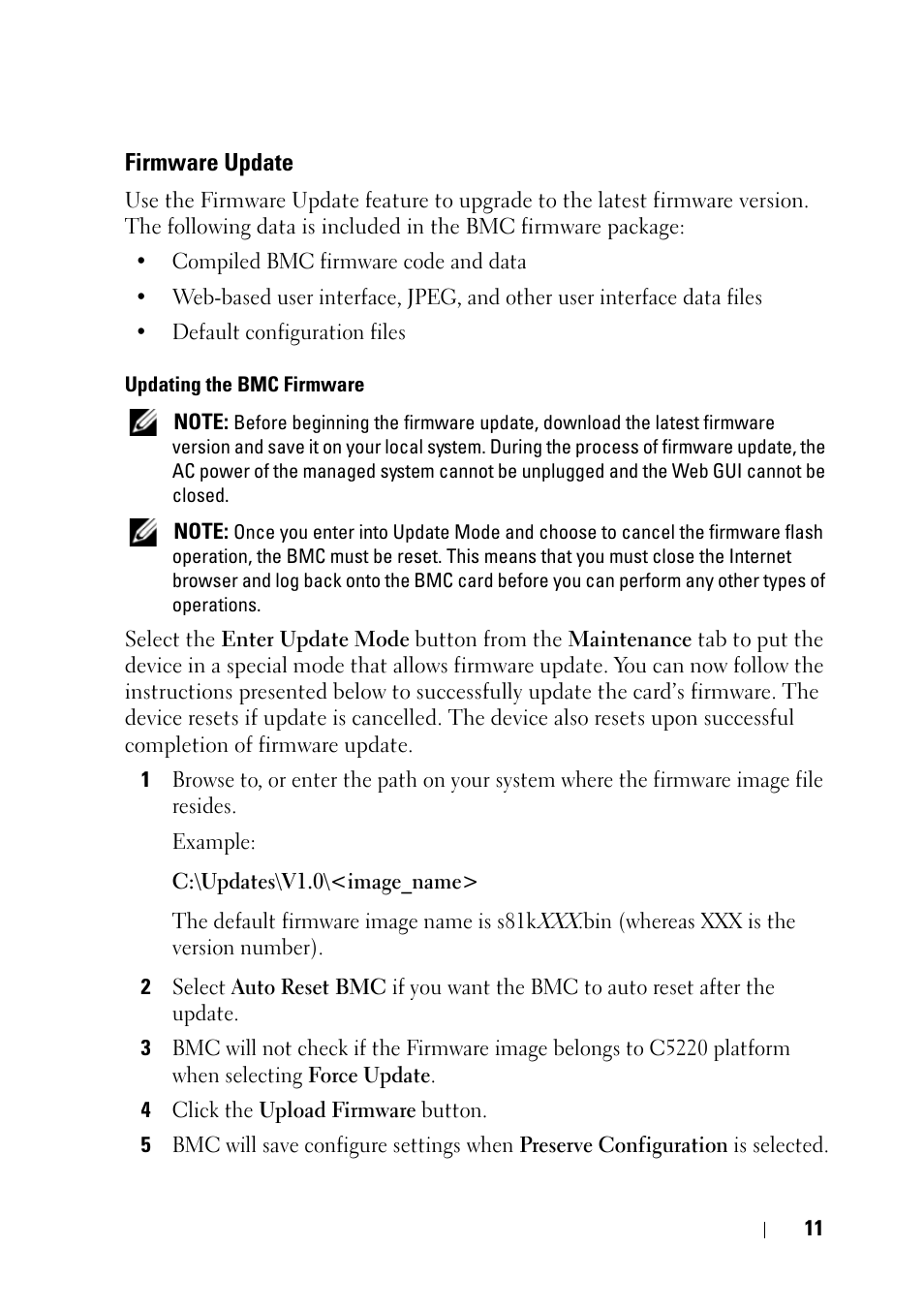 Firmware update | Dell PowerEdge C5220 User Manual | Page 11 / 60