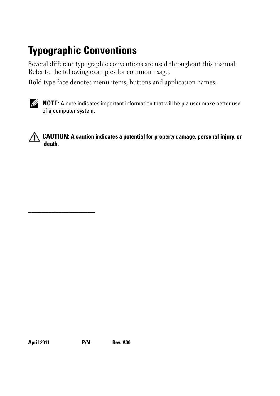 Typographic conventions, Caution | Dell PowerEdge C5220 User Manual | Page 2 / 60