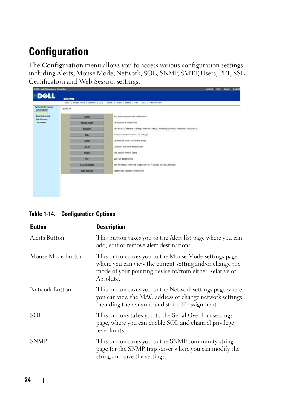 Configuration | Dell PowerEdge C5220 User Manual | Page 24 / 60