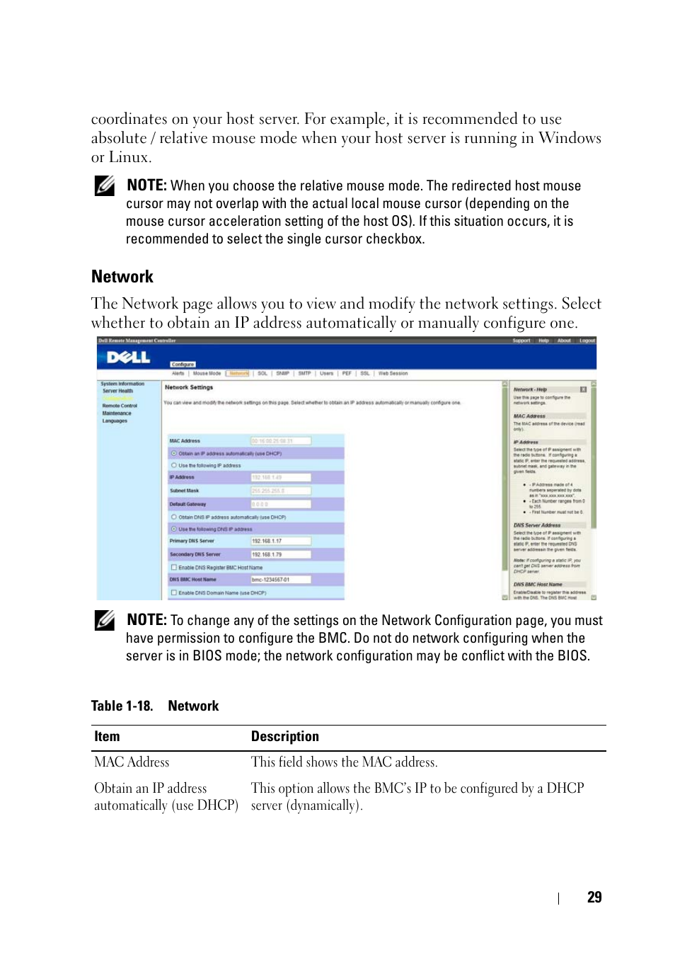 Network | Dell PowerEdge C5220 User Manual | Page 29 / 60