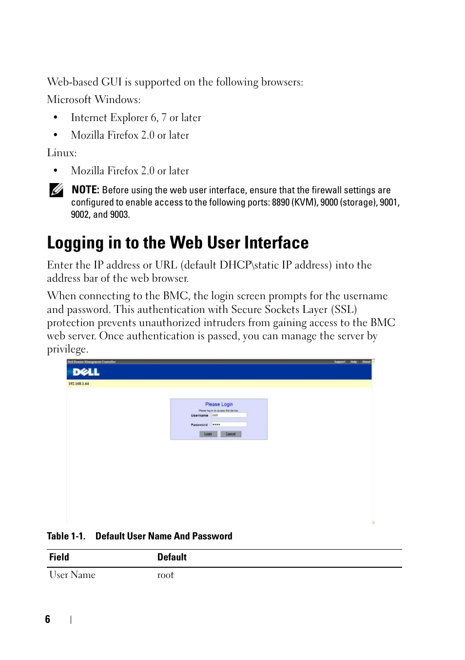 Logging in to the web user interface | Dell PowerEdge C5220 User Manual | Page 6 / 60
