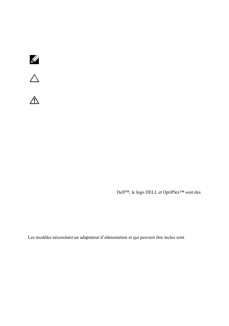 Remarques, précautions et avertissements | Dell OptiPlex FX130 (Mid 2011) User Manual | Page 130 / 144