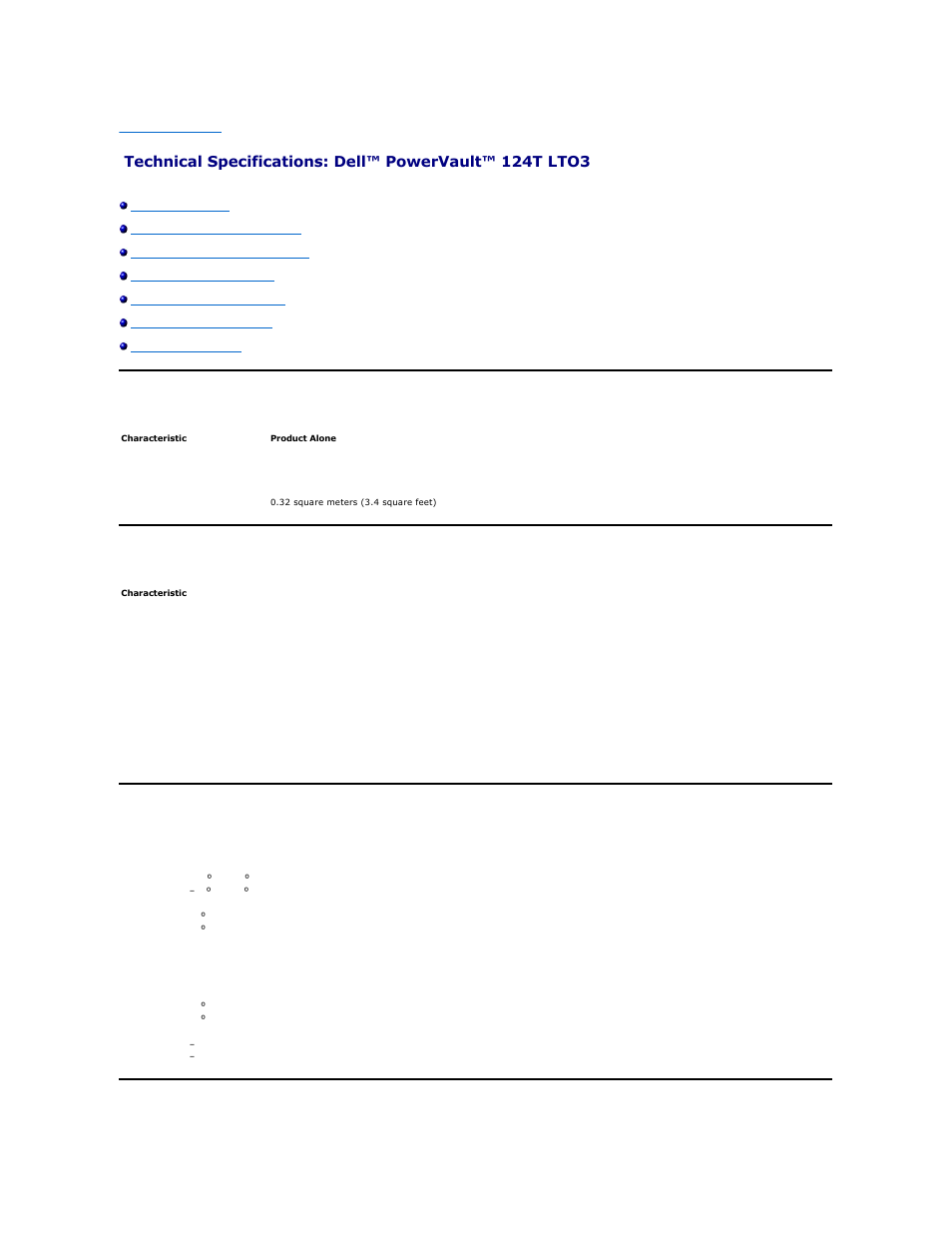Physical specifications, Autoloader performance specifications, Autoloader environmental specifications | Dell PowerVault 124T User Manual | Page 47 / 64