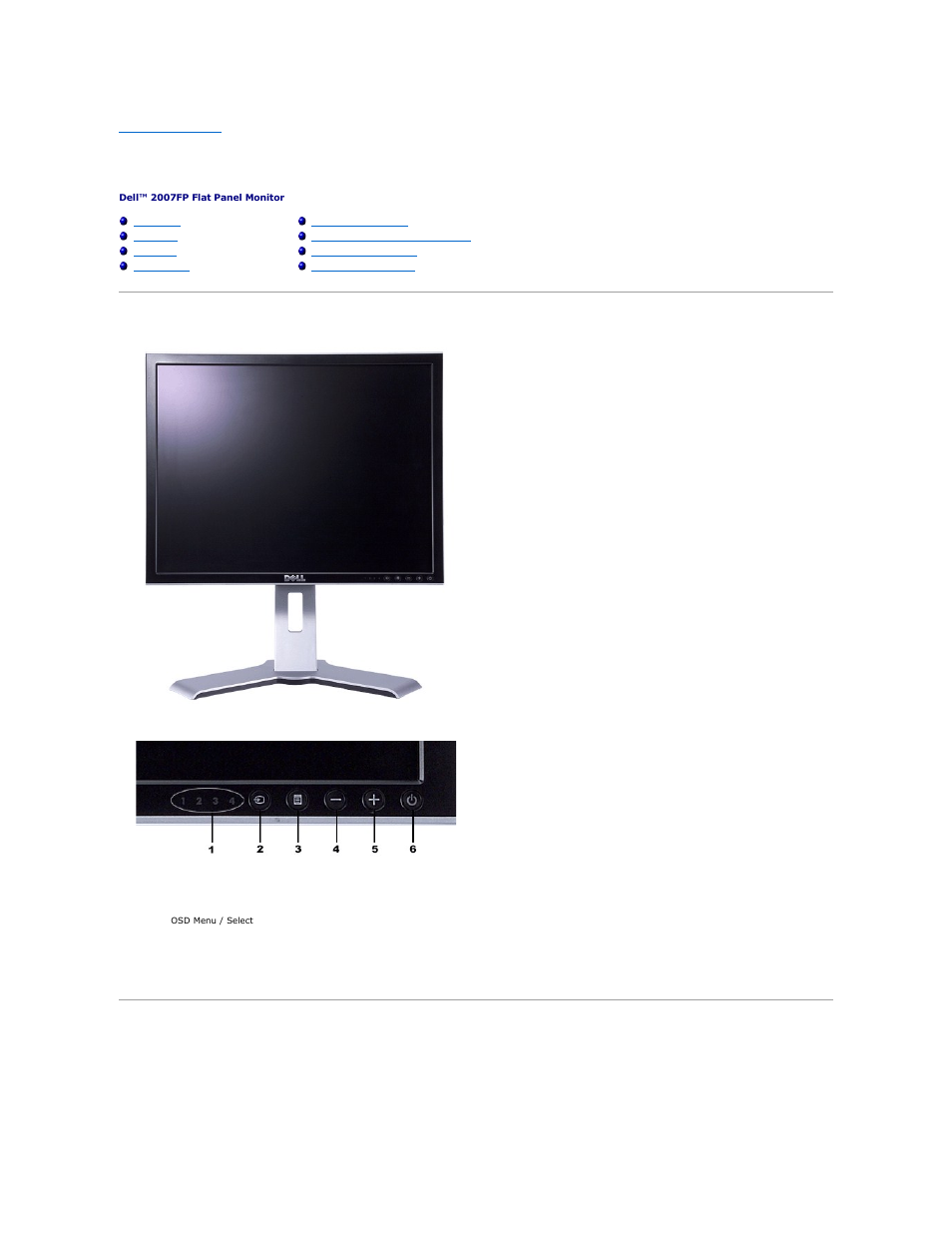 About your monitor, Front view, Back view | Dell 2007FP Monitor User Manual | Page 2 / 43