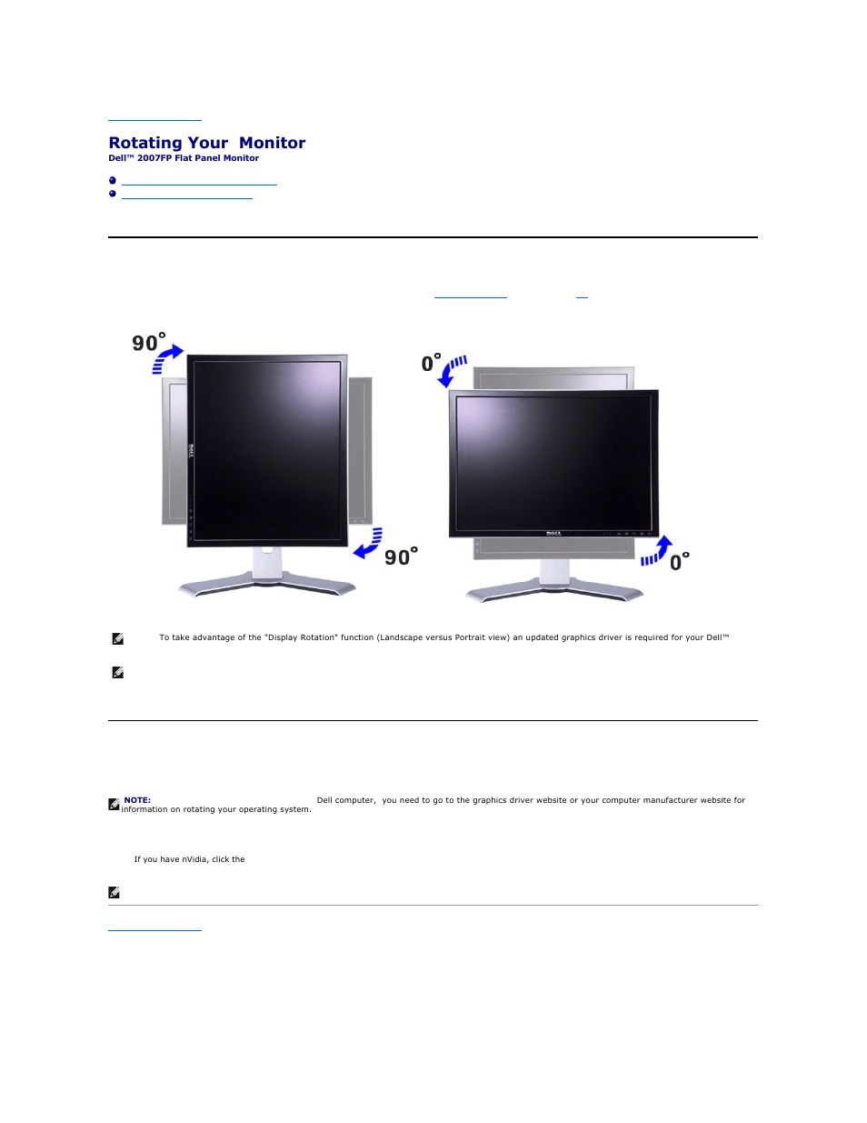 Rotating your monitor, Changing the rotation of your monitor, Rotating your operating system | Dell 2007FP Monitor User Manual | Page 23 / 43