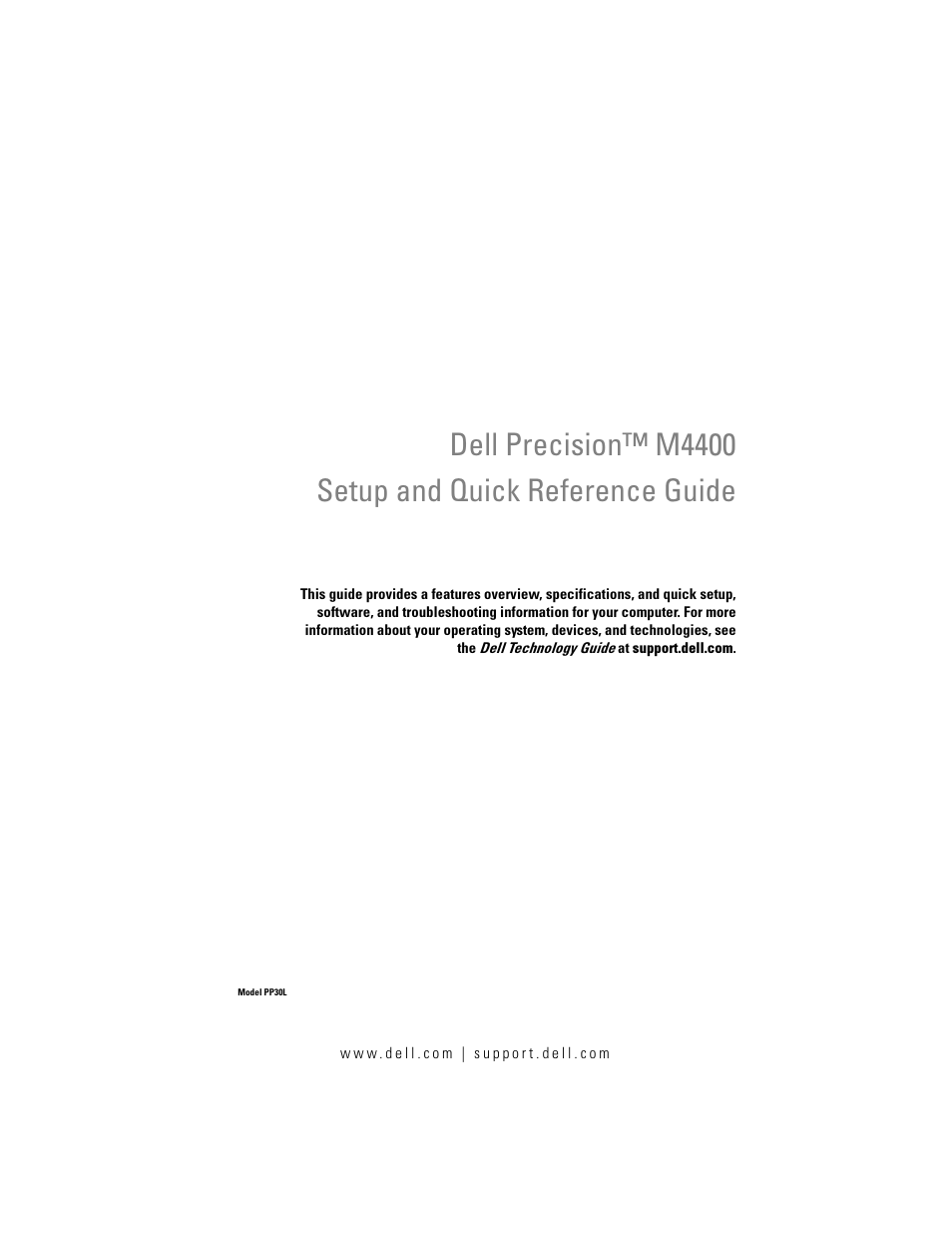 Dell Precision M4400 (Mid 2008) User Manual | 72 pages
