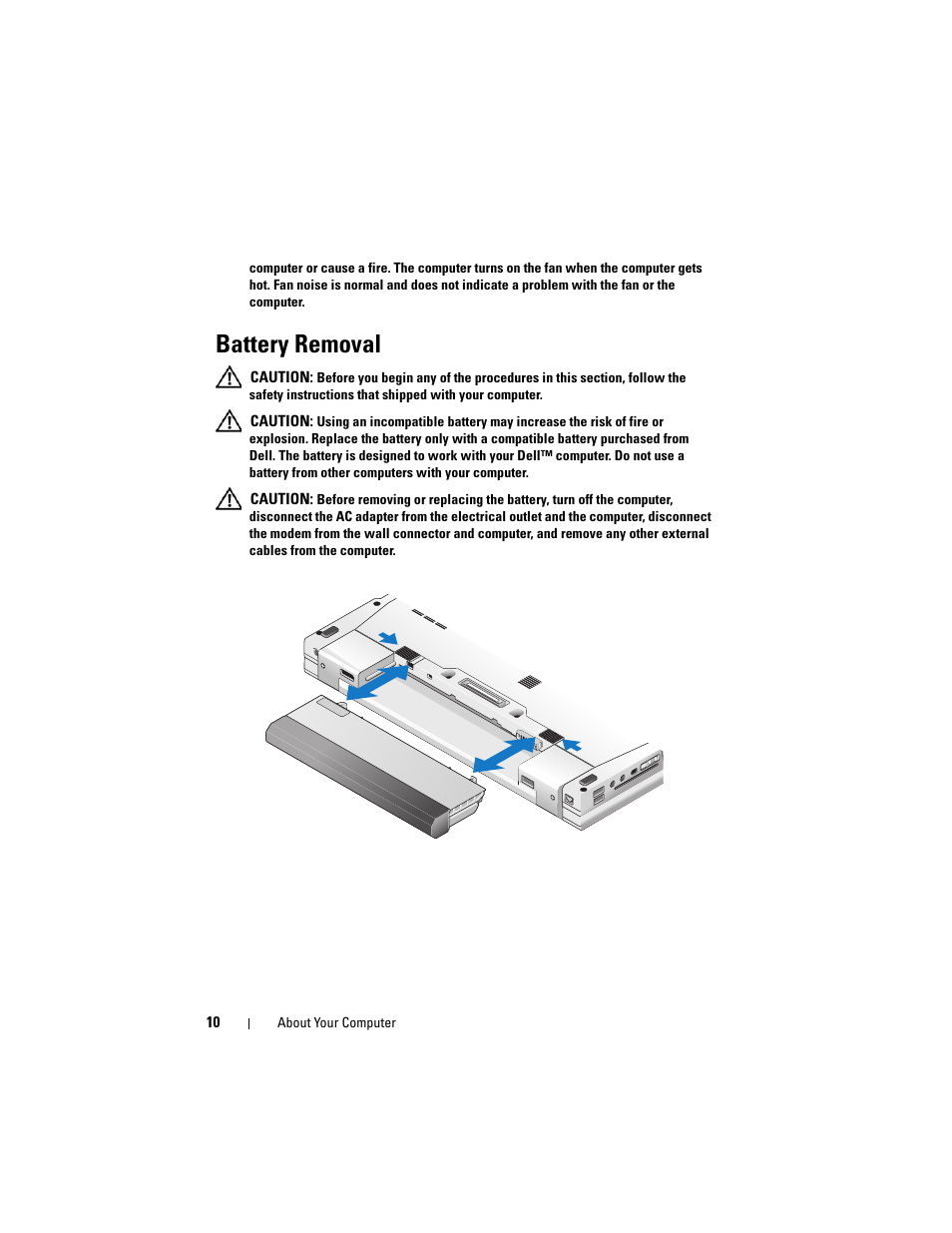 Battery removal | Dell Precision M4400 (Mid 2008) User Manual | Page 10 / 72
