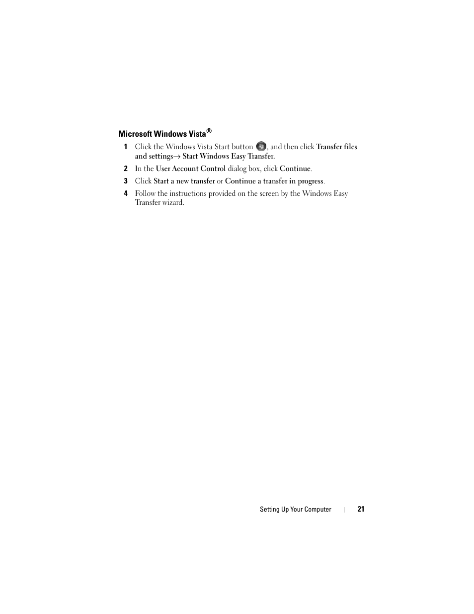 Microsoft windows vista | Dell Precision M4400 (Mid 2008) User Manual | Page 21 / 72