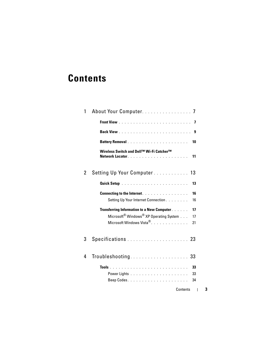 Dell Precision M4400 (Mid 2008) User Manual | Page 3 / 72
