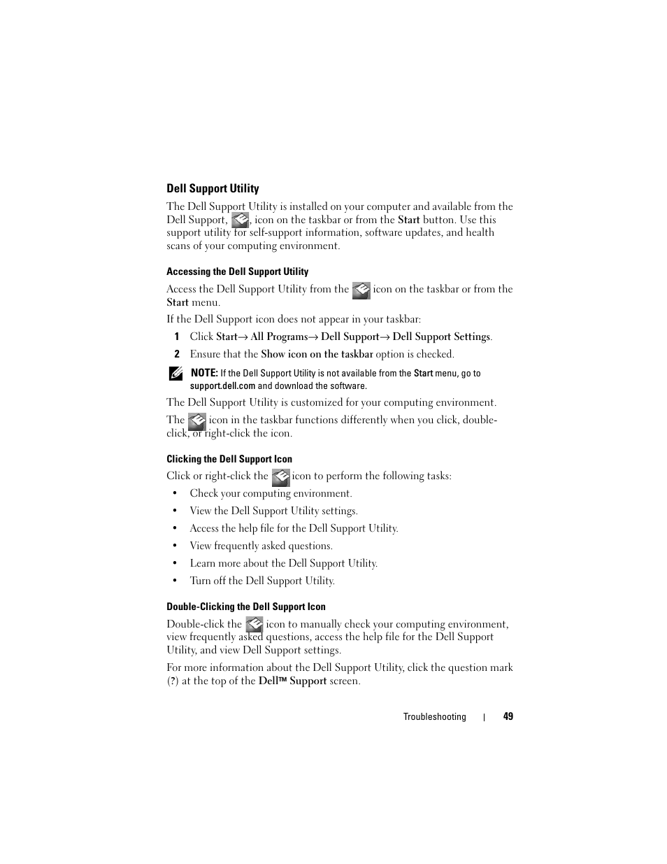 Dell support utility | Dell Precision M4400 (Mid 2008) User Manual | Page 49 / 72