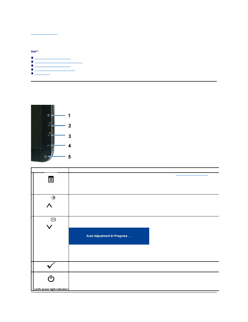 Operating the monitor, Using the front panel | Dell S1909WN Monitor User Manual | Page 12 / 27