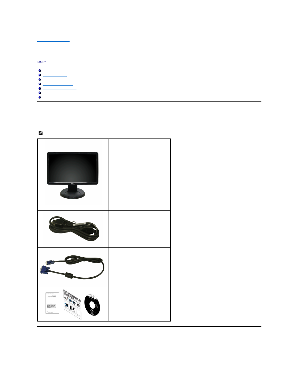 About your monitor, Package contents, Product features | Dell S1909WN Monitor User Manual | Page 2 / 27