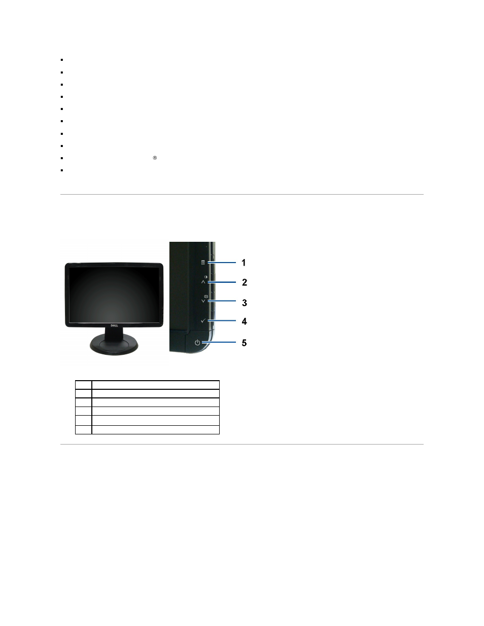 Identifying parts and controls, Front view back view | Dell S1909WN Monitor User Manual | Page 3 / 27