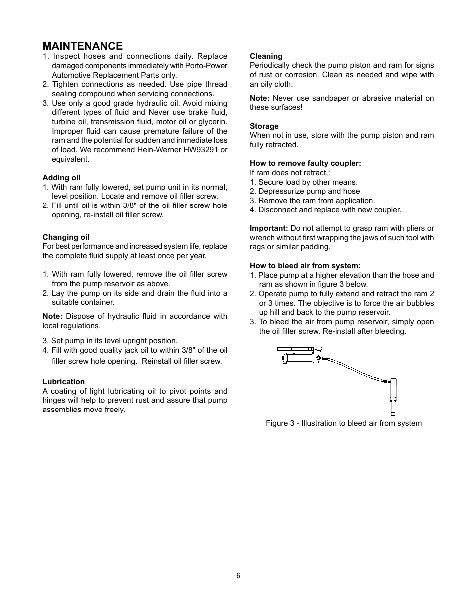 Maintenance | BLACKHAWK! PORTO-POWER B65115 User Manual | Page 6 / 12