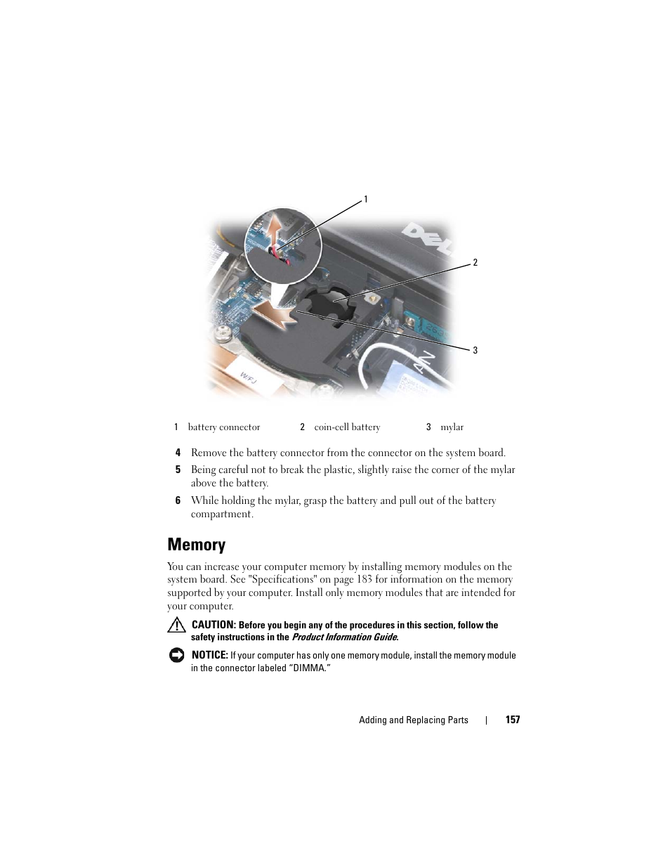 Memory, Ee "memory | Dell Latitude D630 User Manual | Page 157 / 218