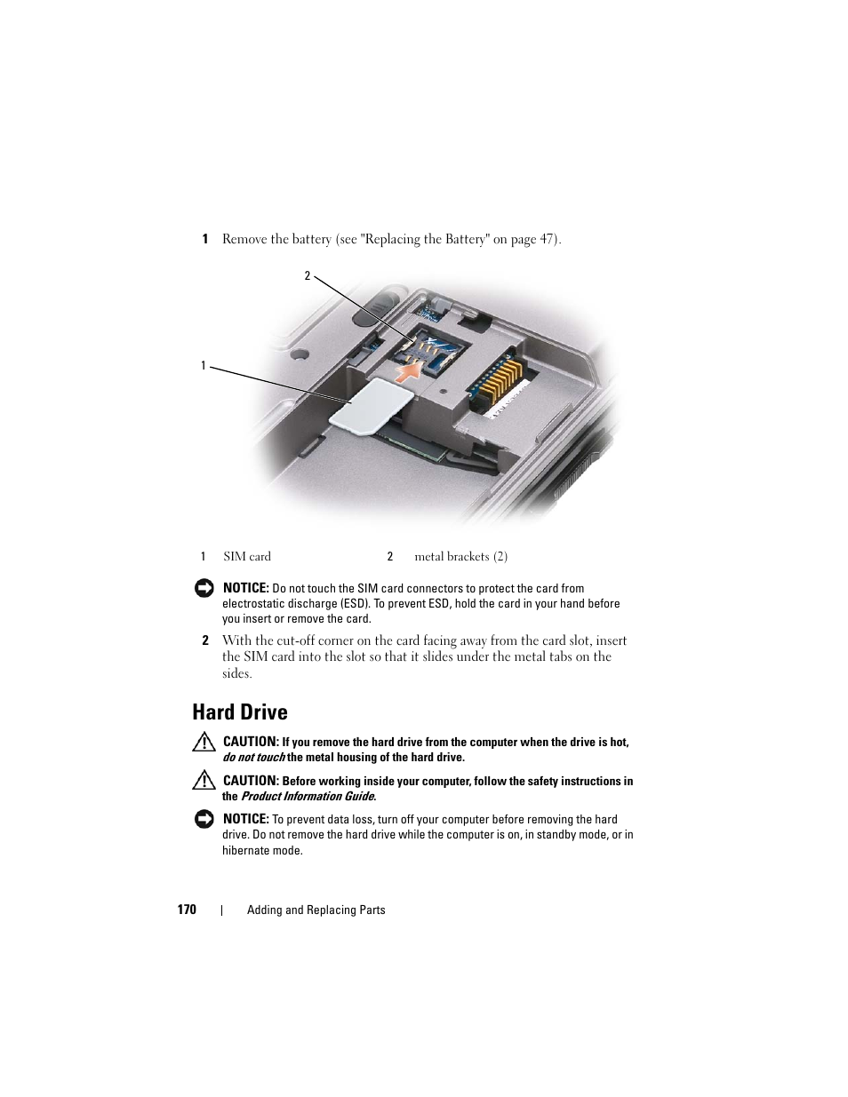 Hard drive | Dell Latitude D630 User Manual | Page 170 / 218