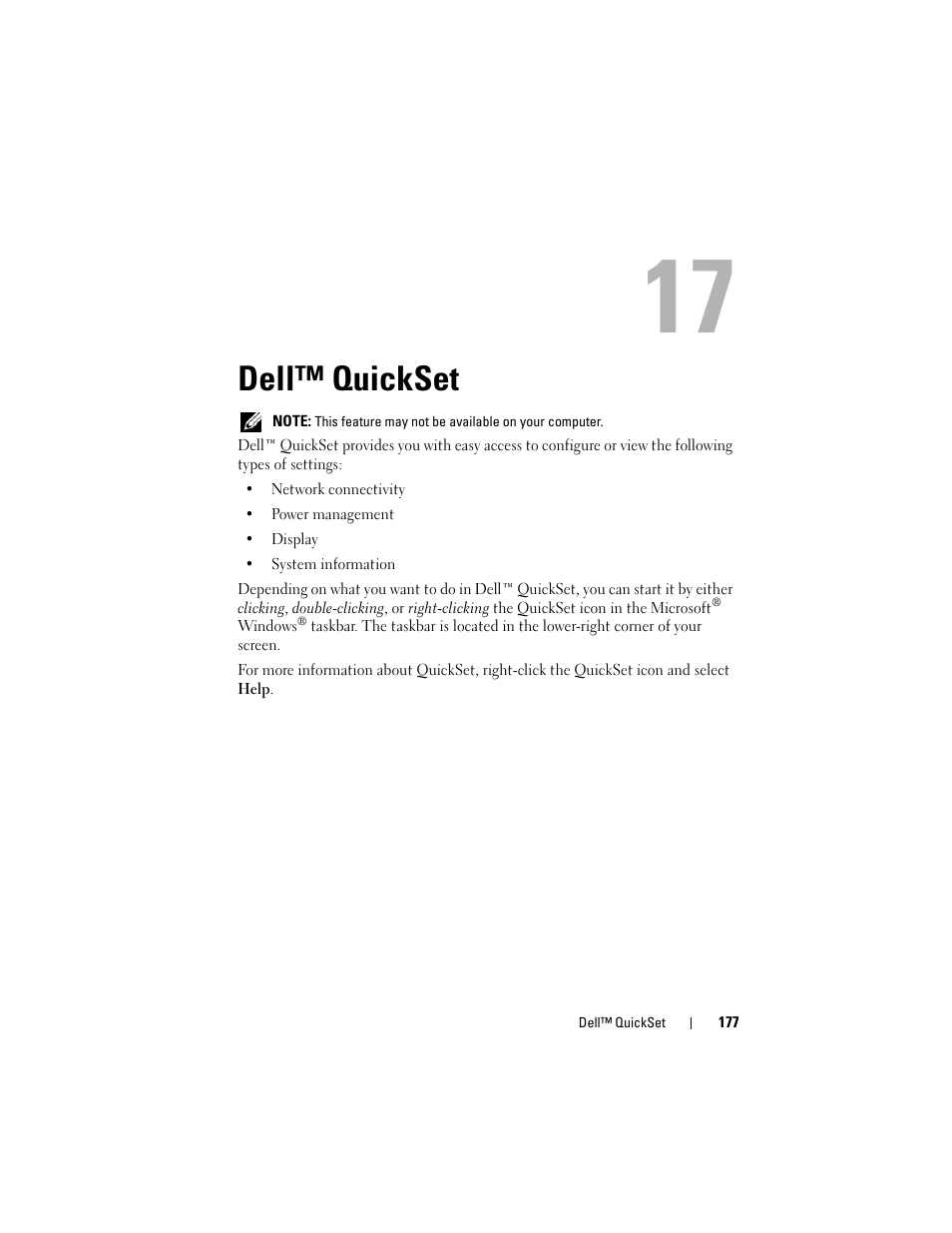 Dell™ quickset, Ed (see "dell™ quickset | Dell Latitude D630 User Manual | Page 177 / 218